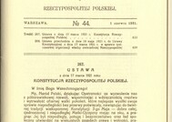 Dziennik Ustaw z 1921 r., Nr 44
Tablica z wystawy w "Trybunale Konstytucyjnym Konstytucje Rzeczypospolitej Polskiej XVI-XX w." (maj 2012 .)