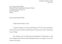 30-lecie działalności TK
List Prezesa Trybunału Sprawiedliwości Unii Europejskiej
List Prezesa Sądu Konstytucyjnego Belgii
List Prezesa Sądu Najwyższego Estonii
List Prezesa Sądu Najwyższego Holandii
List Prezesa Sądu Najwyższego Izraela
List Prezesa Sądu Konstytucyjnego Litwy
List Prezesa Federalnego Sądu Konstytucyjnego Niemiec
List Prezesa Sądu Konstytucyjnego Portugalii
List Prezesa Sądu Konstytucyjnego Serbii